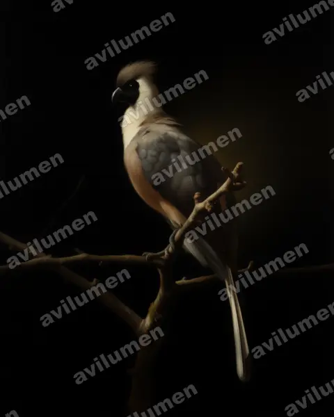 Ilustración en Óleo: Corythaixoides personatus (Turaco enmascarado)
