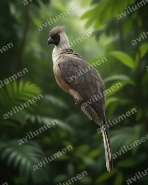 Ilustración en Realista: Corythaixoides personatus (Turaco enmascarado)