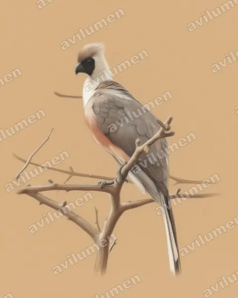 Ilustración en Lápiz de color: Corythaixoides personatus (Turaco enmascarado)