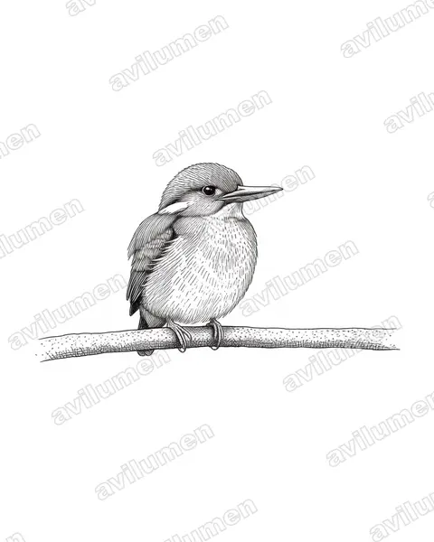 Illustration Encre : Corythornis madagascariensis (Martin-pêcheur malgache)