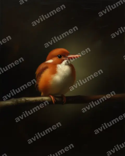 Illustration Huile : Corythornis madagascariensis (Martin-pêcheur malgache)