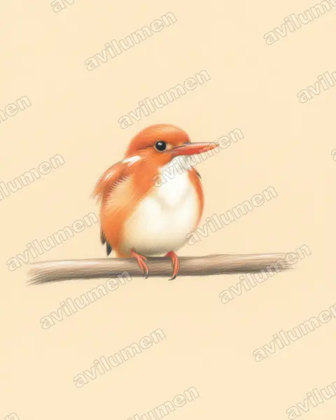 Illustration Crayon de couleur : Corythornis madagascariensis (Martin-pêcheur malgache)