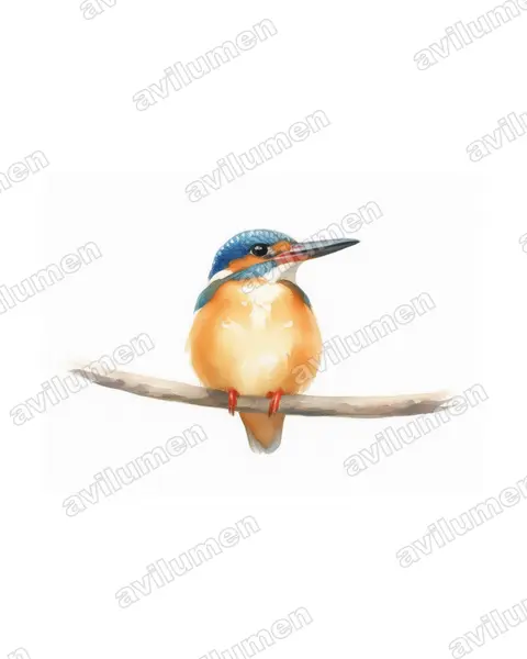 Watercolor illustration: Corythornis vintsioides (Malagasy kingfisher)