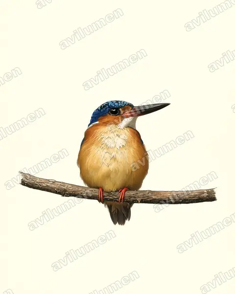 Vintage plate illustration: Corythornis vintsioides (Malagasy kingfisher)