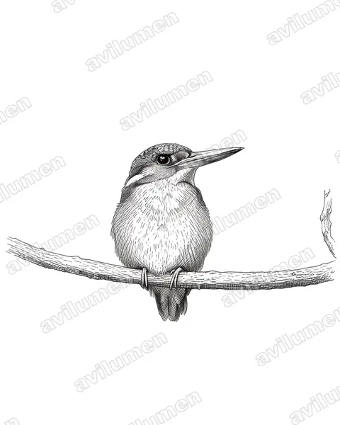 Ink illustration: Corythornis vintsioides (Malagasy kingfisher)