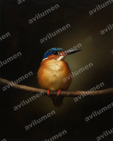 Oil illustration: Corythornis vintsioides (Malagasy kingfisher)