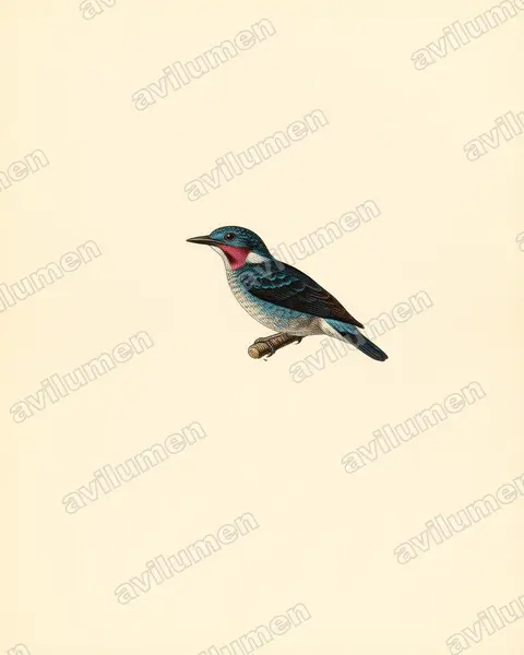 Vintage plate illustration: Cotinga cayana (Spangled Cotinga)