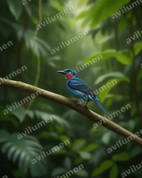Realistic illustration: Cotinga cayana (Spangled Cotinga)