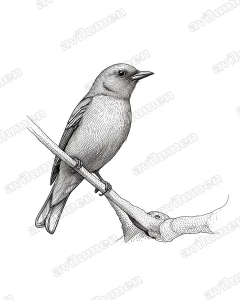 Ilustración en Tinta: Cotinga cotinga (Cotinga pechimorado​)