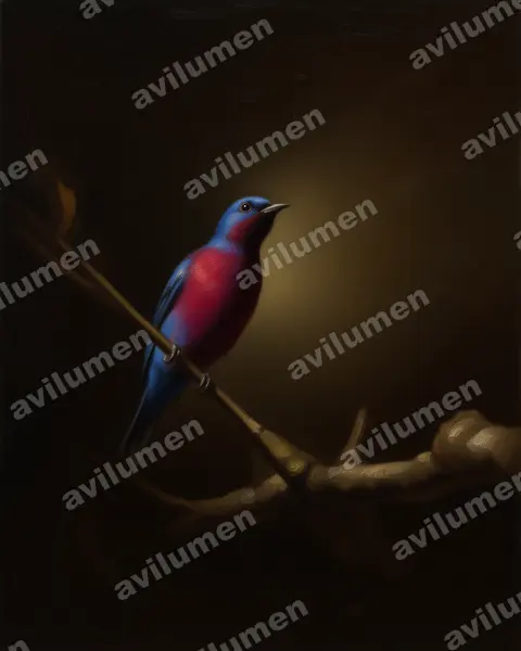 Ilustración en Óleo: Cotinga cotinga (Cotinga pechimorado​)