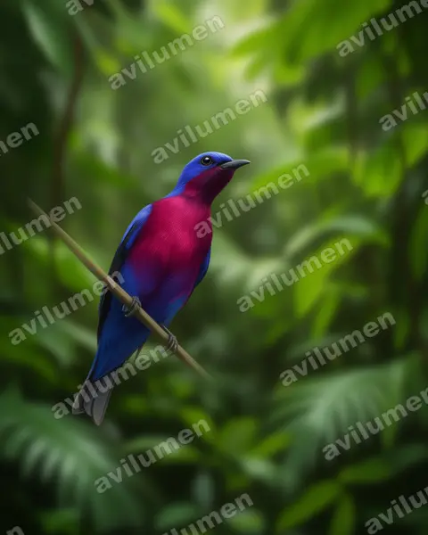 Ilustración en Realista: Cotinga cotinga (Cotinga pechimorado​)