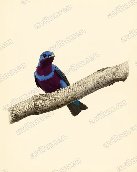 Illustration Planche ancienne : Cotinga maculata (Banded Cotinga)