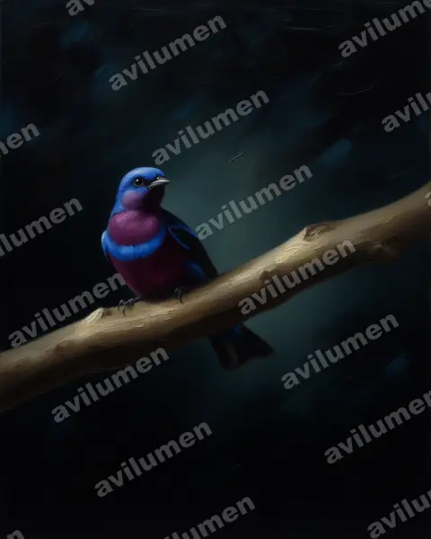 Illustration Huile : Cotinga maculata (Banded Cotinga)