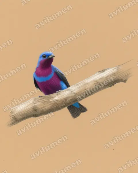 Illustration Crayon de couleur : Cotinga maculata (Banded Cotinga)