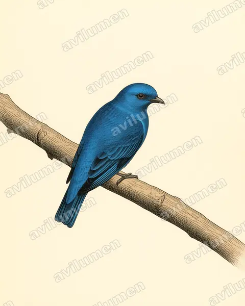 Ilustración en Lámina antigua: Cotinga maynana (Cotinga mayna​)