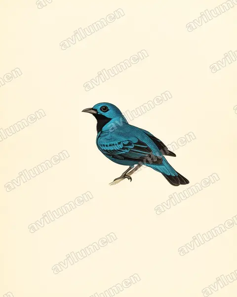 Illustration im Stil Historische Tafel: Nördliche Prachtkotinga (Cotinga nattererii)