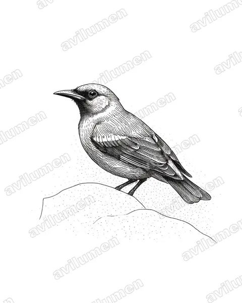 Illustration im Stil Tusche: Nördliche Prachtkotinga (Cotinga nattererii)