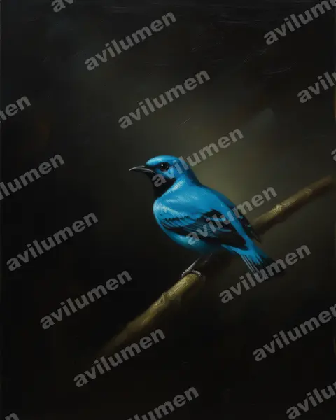 Illustration im Stil Öl: Nördliche Prachtkotinga (Cotinga nattererii)