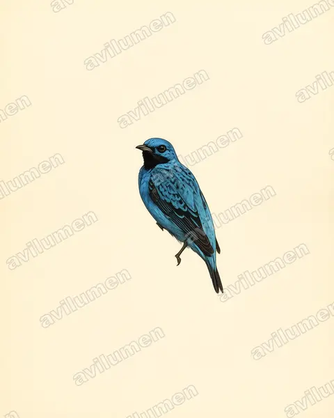 Illustration im Stil Historische Tafel: Turquoise Cotinga (Cotinga ridgwayi)