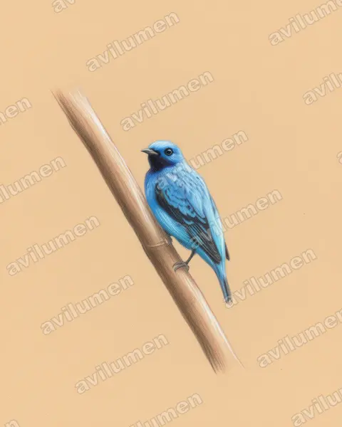 Illustration im Stil Buntstift: Turquoise Cotinga (Cotinga ridgwayi)