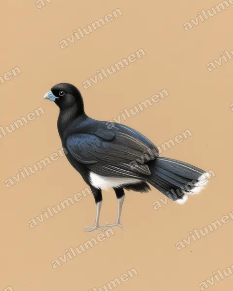 Illustration im Stil Buntstift: Blaulappenhokko (Crax alberti)