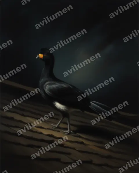 Illustration Huile : Crax alector (Hocco alector)
