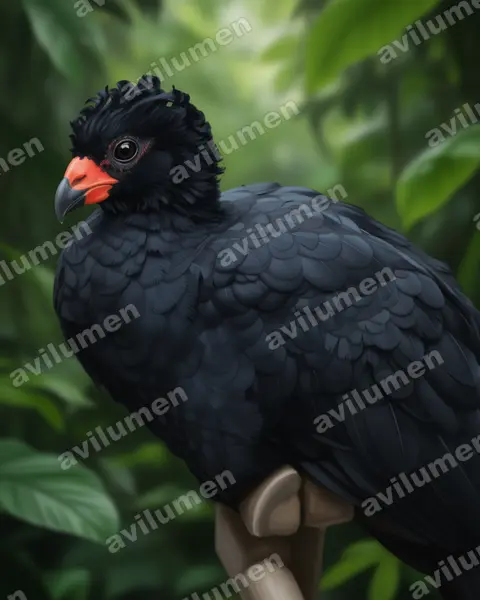 Illustration im Stil Realistisch: Rotschnabelhokko (Crax blumenbachii)