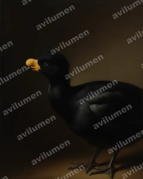 黃瘤鳳冠雉（Crax daubentoni）的油画插画