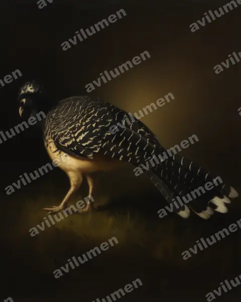 Illustration im Stil Öl: Nacktgesichthokko (Crax fasciolata)