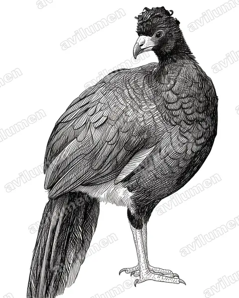 Illustration Encre : Crax globulosa (Hocco globuleux)