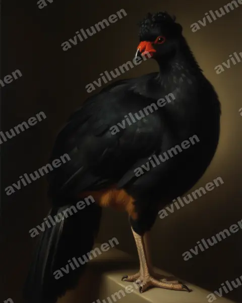 Illustration Huile : Crax globulosa (Hocco globuleux)