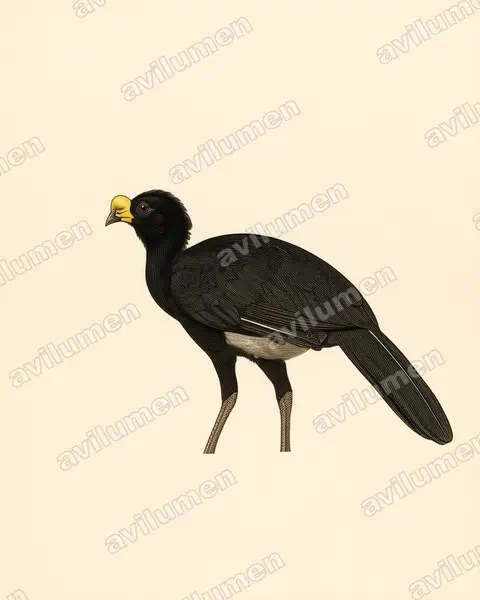 Vintage plate illustration: Crax rubra (Great Curassow)
