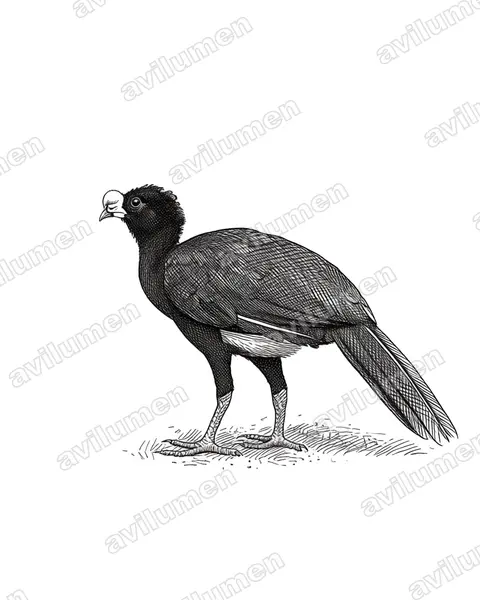 Ink illustration: Crax rubra (Great Curassow)