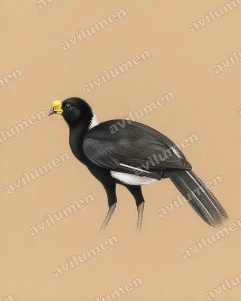 Colored pencil illustration: Crax rubra (Great Curassow)