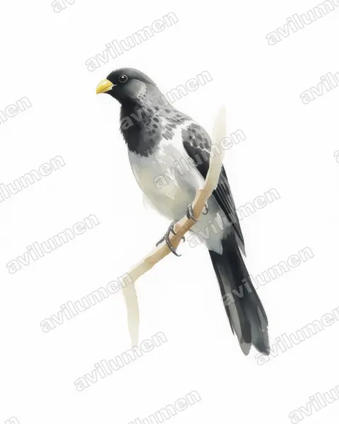 Illustration Aquarelle : Crinifer piscator (Touraco gris)