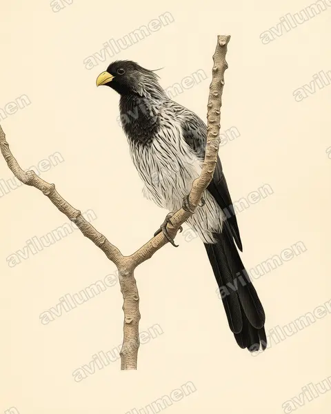 Illustration Planche ancienne : Crinifer piscator (Touraco gris)