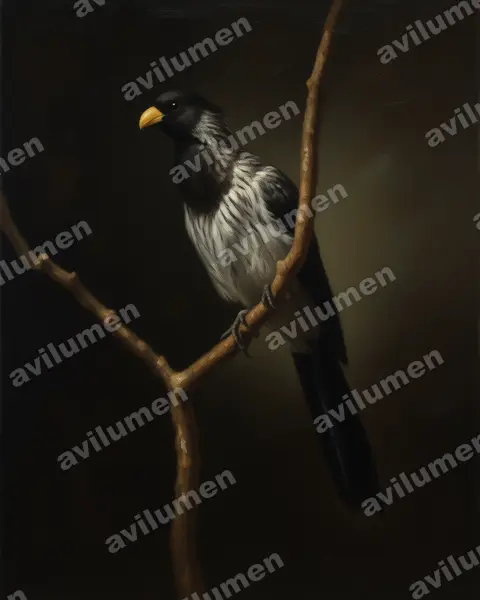 Illustration Huile : Crinifer piscator (Touraco gris)