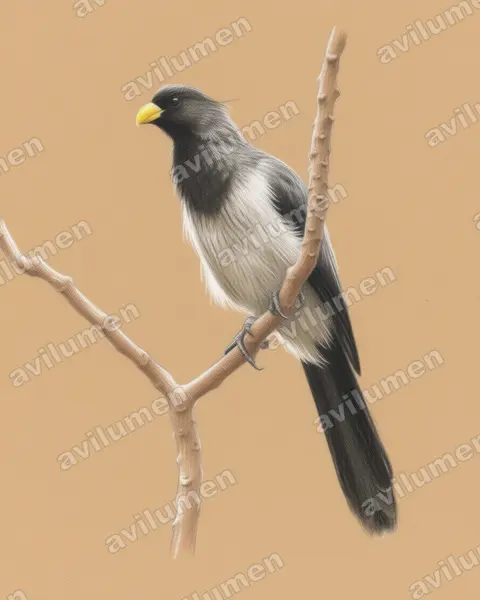 Illustration Crayon de couleur : Crinifer piscator (Touraco gris)