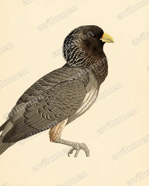 Ilustración en Lámina antigua: Crinifer zonurus (Turaco gris oriental)