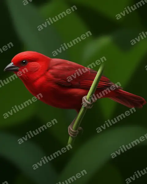 Realistic illustration: Cryptospiza jacksoni (Dusky crimsonwing)