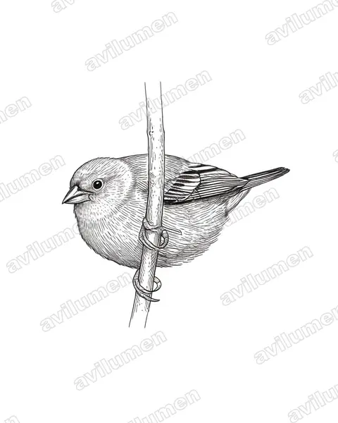 Ilustración en Tinta: Cryptospiza reichenovii (Estrilda de Reichenow)