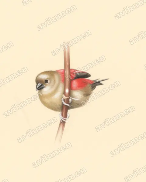 Ilustración en Lápiz de color: Cryptospiza reichenovii (Estrilda de Reichenow)