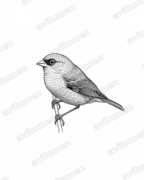 Illustration im Stil Tusche: Salvadoriastrild (Cryptospiza salvadorii)