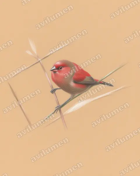 Illustration im Stil Buntstift: Salvadoriastrild (Cryptospiza salvadorii)