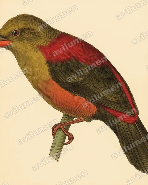 Illustration im Stil Historische Tafel: Rotmantelastrild (Cryptospiza shelleyi)