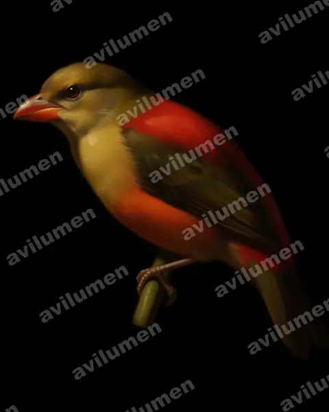 Illustration im Stil Öl: Rotmantelastrild (Cryptospiza shelleyi)