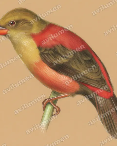 Illustration im Stil Buntstift: Rotmantelastrild (Cryptospiza shelleyi)