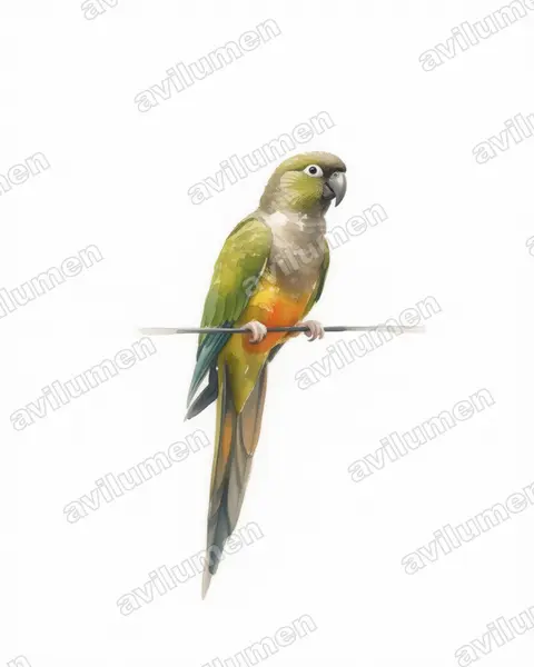 Illustration Aquarelle : Cyanoliseus patagonus (Conure de Patagonie)