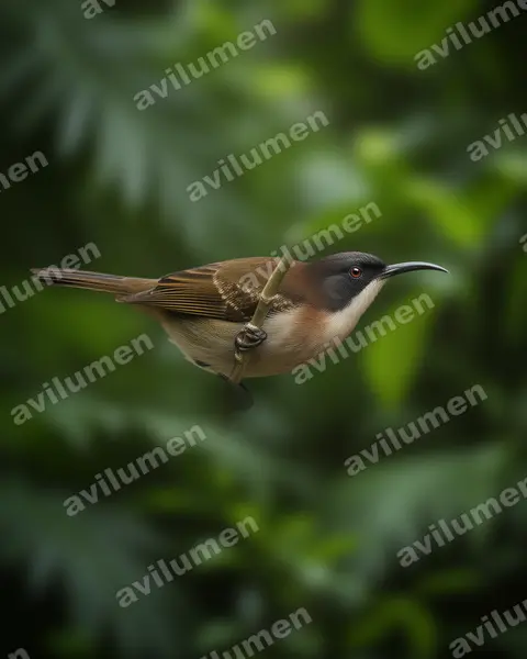 Illustration im Stil Realistisch: Blue-throated Brown Sunbird (Cyanomitra cyanolaema)