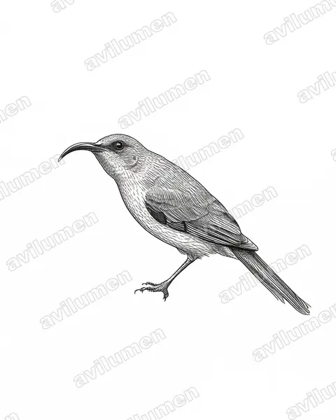 Ilustración en Tinta: Cyanomitra olivacea (Suimanga oliváceo)